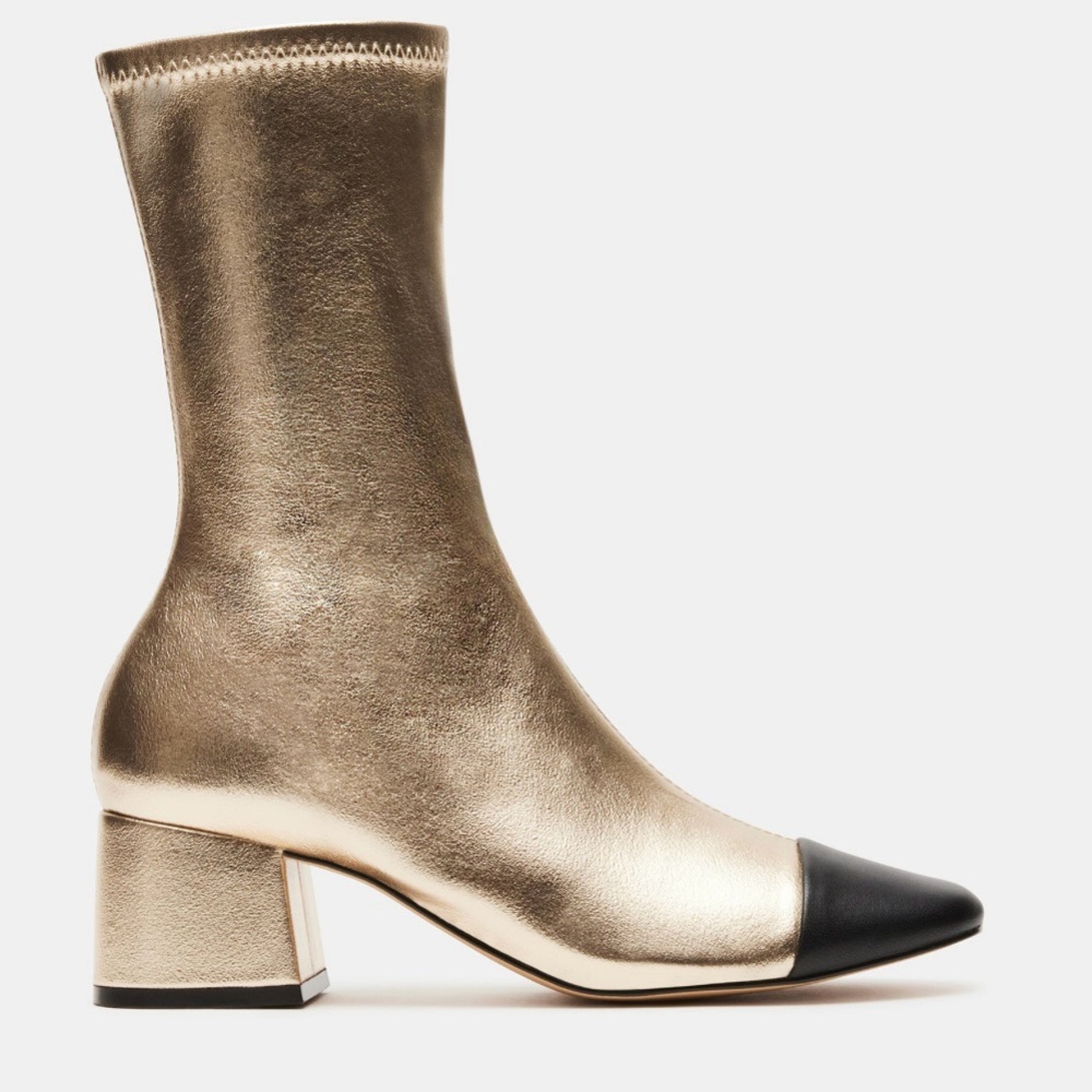 STEVE MADDEN Elisha Gold Black Two Tone Multi Booties Calf Boots - NEW - 6